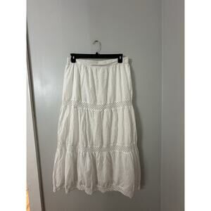 SW New York Skirt Women Large White Cotton Lace Boho Maxi Lined Style 6790